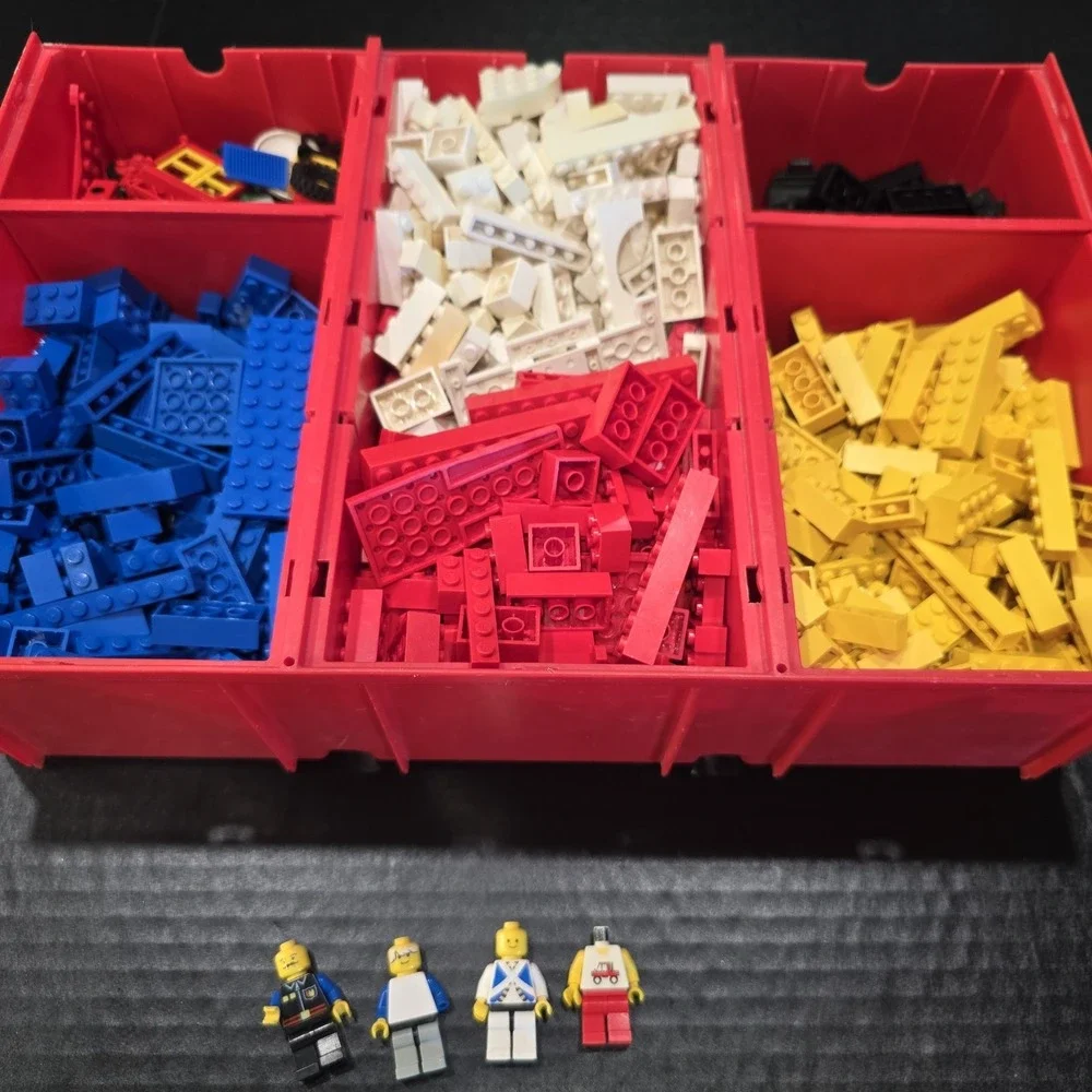 Vintage Red Yellow‎ 1980s Lego Classic Case Full Of Classic Bricks Color